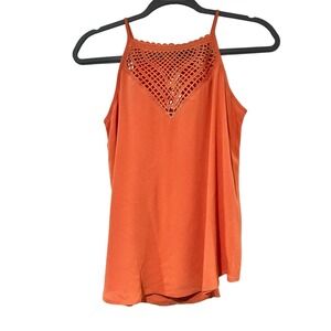 Mauby Orange‎ Halter Crochet Top Size Small